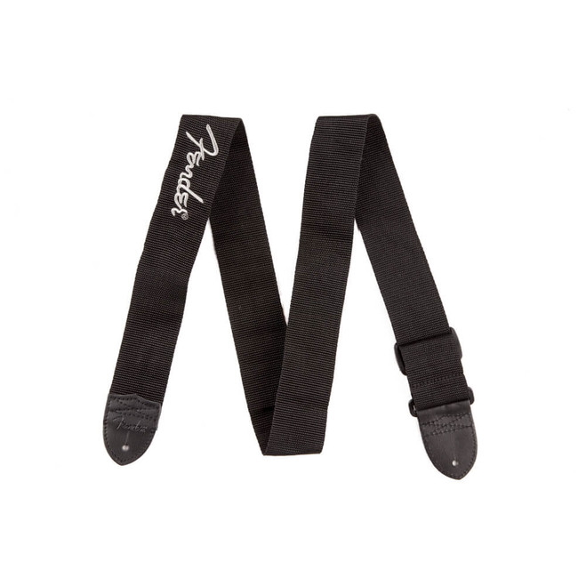 Fender Logo Strap - Black with Grey Logo