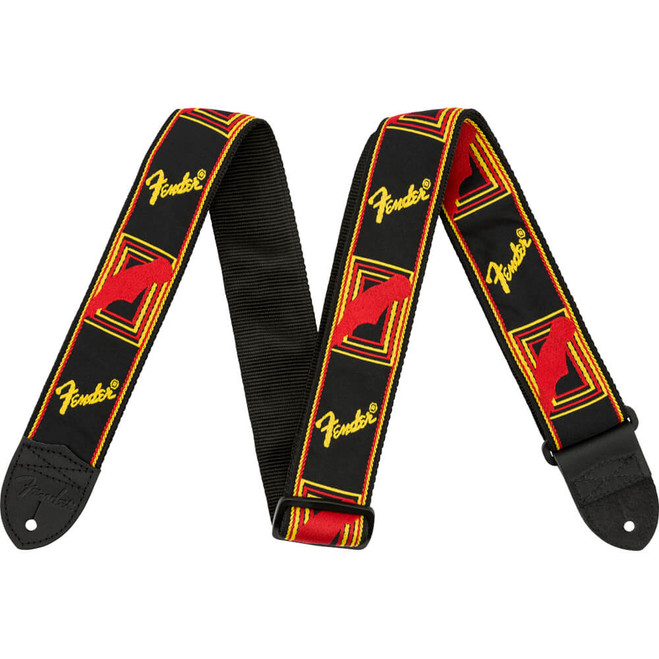 Fender Monogrammed Strap - Black/Yellow/Red