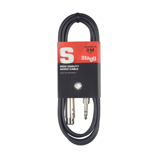 Stagg XLR Female / Jack Male Audio Cable, 3m