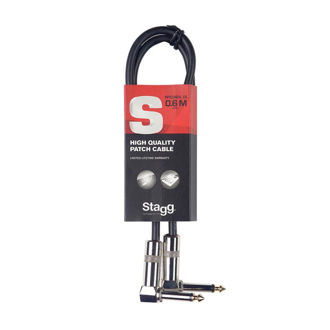 Stagg Mono Patch Cable, Angle / Angle, 60cm