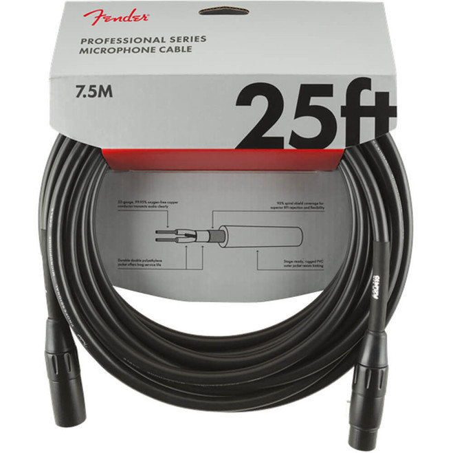 Fender Professional Series Microphone Cable, 25ft - Black