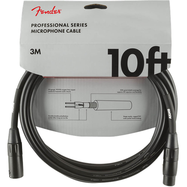 Fender Professional Series Microphone Cable, 10ft - Black