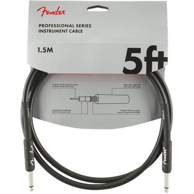 Fender Professional Series Instrument Cable, 5ft - Black