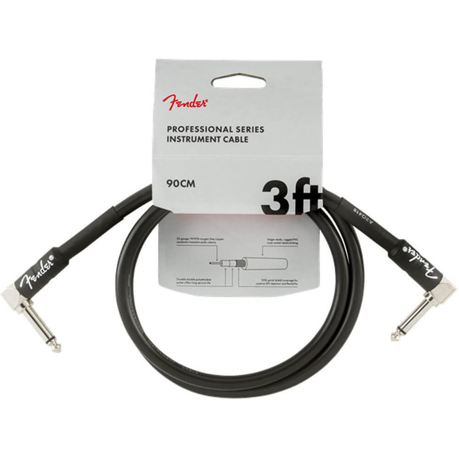 Fender Professional Series Instrument Cable, Angled, 3ft - Black