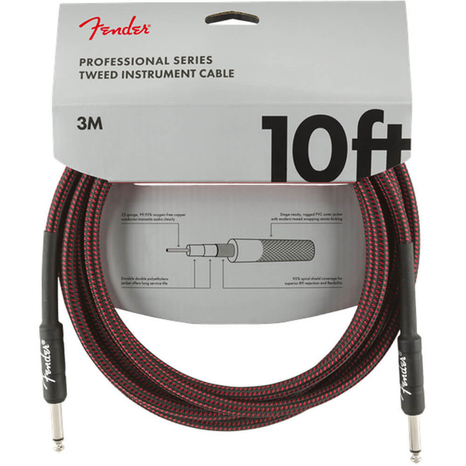 Fender Professional Series Instrument Cable, Straight, 10ft - Red Tweed