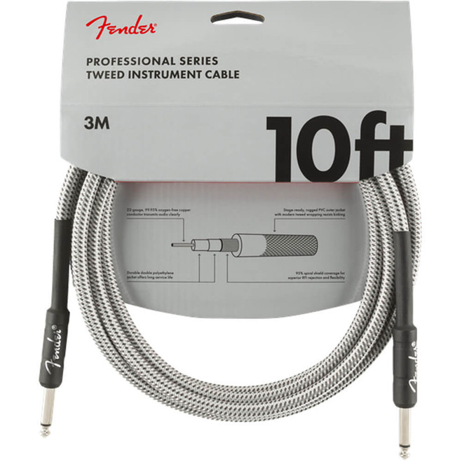 Fender Professional Series Instrument Cable, Straight, 10ft - White Tweed