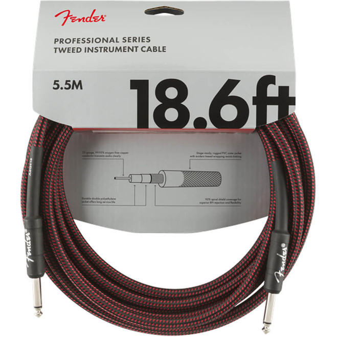 Fender Professional Series Instrument Cable, Straight, 18.6ft - Red Tweed