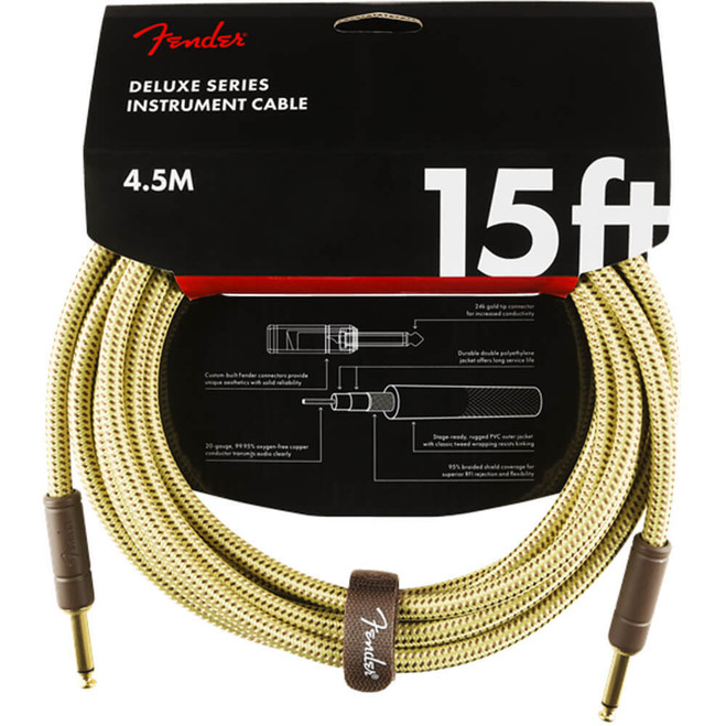 Fender Deluxe Series Instrument Cable, Straight, 15ft - Tweed