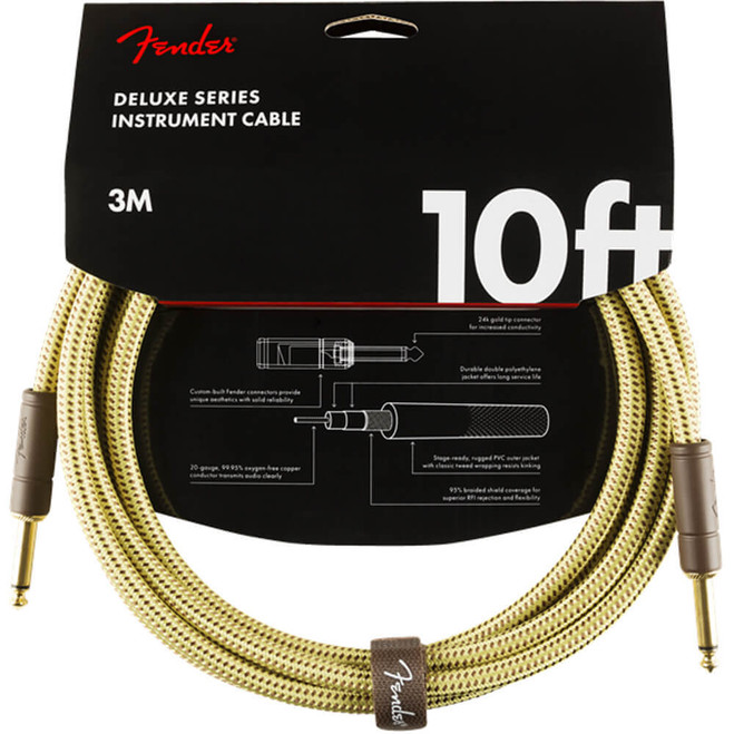 Fender Deluxe Series Instrument Cable, Straight, 10ft - Tweed