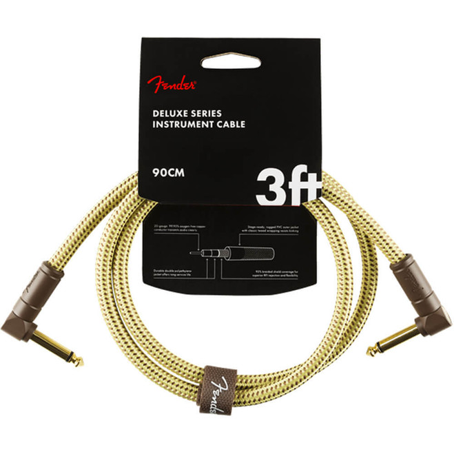 Fender Deluxe Series Instrument Cable, Angled, 3ft - Tweed