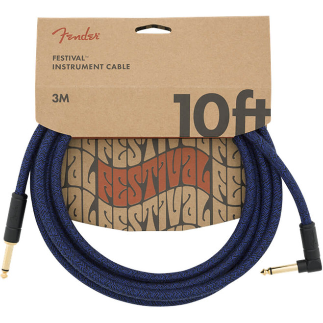 Fender 10ft Angled Festival Instrument Cable, Blue Dream