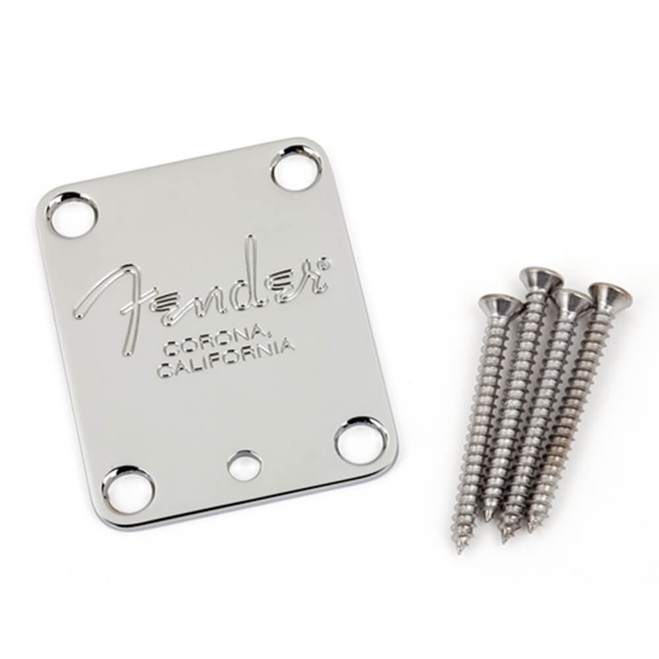 Fender 4-Bolt American Series Guitar Neck Plate with 'Fender Corona' Stamp