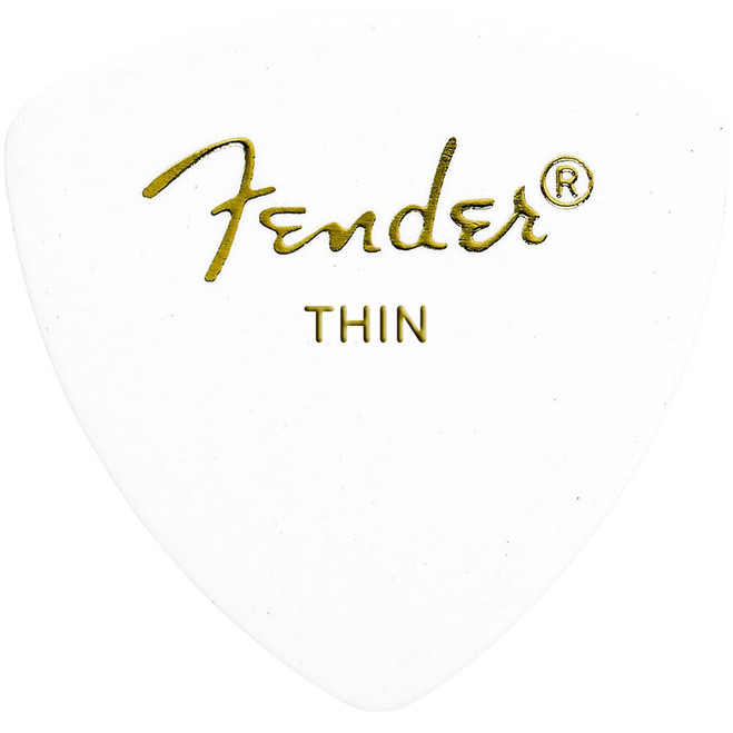 Fender 346 Shape Classic Celluloid Picks, White, Thin - 72 Pack