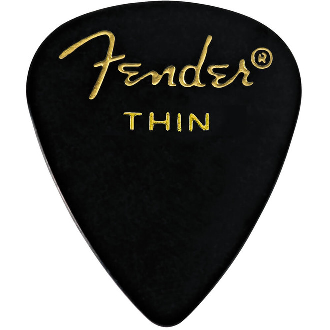 Fender 351 Shape Classic Celluloid Picks, Black, Thin - 144 Pack