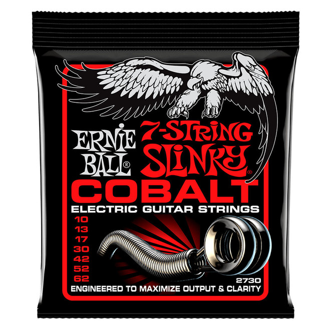 Ernie Ball Skinny Top Heavy Bottom 7-String Cobalt Guitar Strings, 10-62