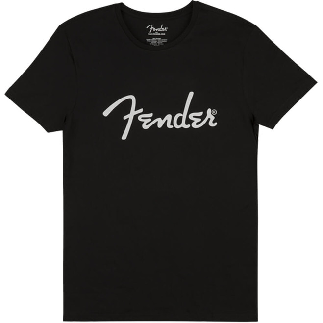 Fender Spaghetti Logo Mens T Shirt - Black w/White Logo - S