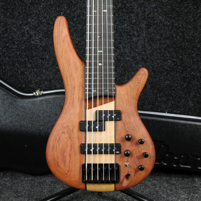 Ibanez SR756 6-String Bass Guitar - Natural Flat w/Hard Case - 2nd Hand