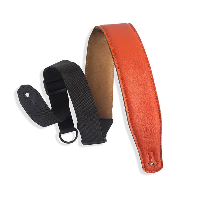 Levy's Right Height Garment Leather Padded 2.5" Guitar Strap - Orange