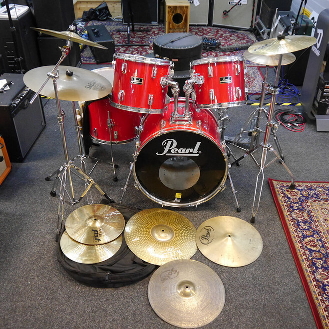 Pearl Export Drum Kit - Red w/Hard Case - 2nd Hand **COLLECTION ONLY**