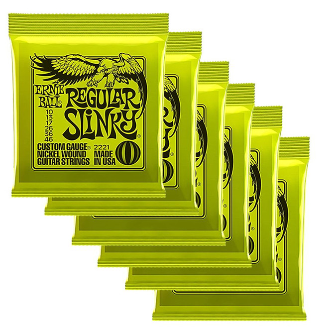 Ernie Ball Regular Slinky Nickel Wound Guitar Strings, 10-46, 6 Pack