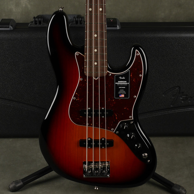 Fender American Pro II Jazz Bass - 3-Tone Sunburst w/Hard Case - 2nd Hand