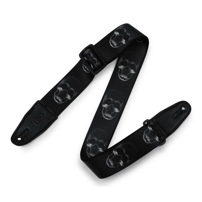 Levy's Print Series Polyester 2" Guitar Strap - Black White Skull