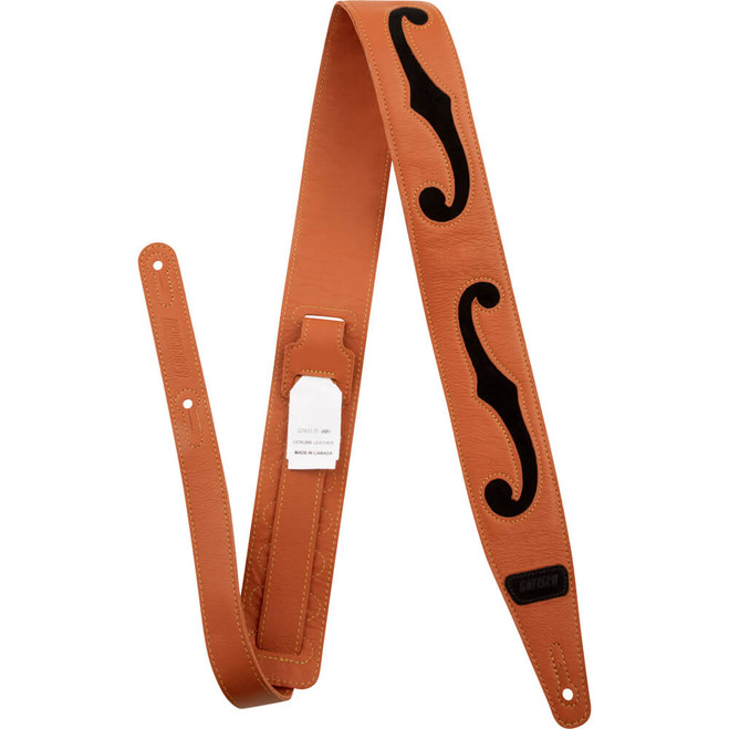 Gretsch Leather F-Hole Guitar Strap, Orange/Black