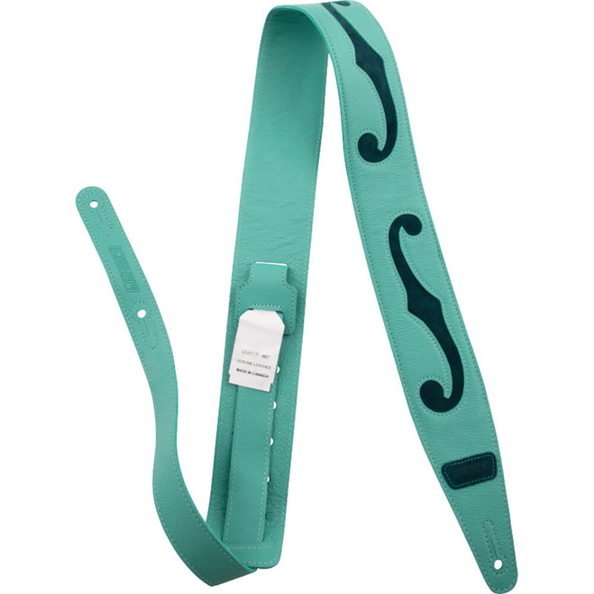 Gretsch Leather F-Hole Guitar Strap, Seafoam Green/Green