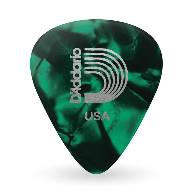 Daddario 1CGP2-10 Classic Celluloid Pick, Green Pearl, Light Gauge (.50mm), 10-Pack