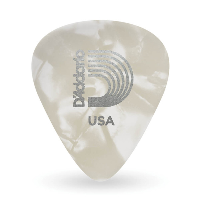 Daddario 1CWP4-10 Classic Celluloid Pick, White Pearl, Medium Gauge (.70mm), 10-Pack