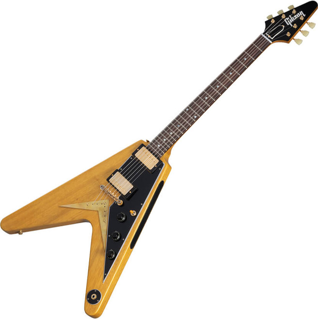 Gibson 1958 Korina Flying V Reissue, Black Pickguard - Natural