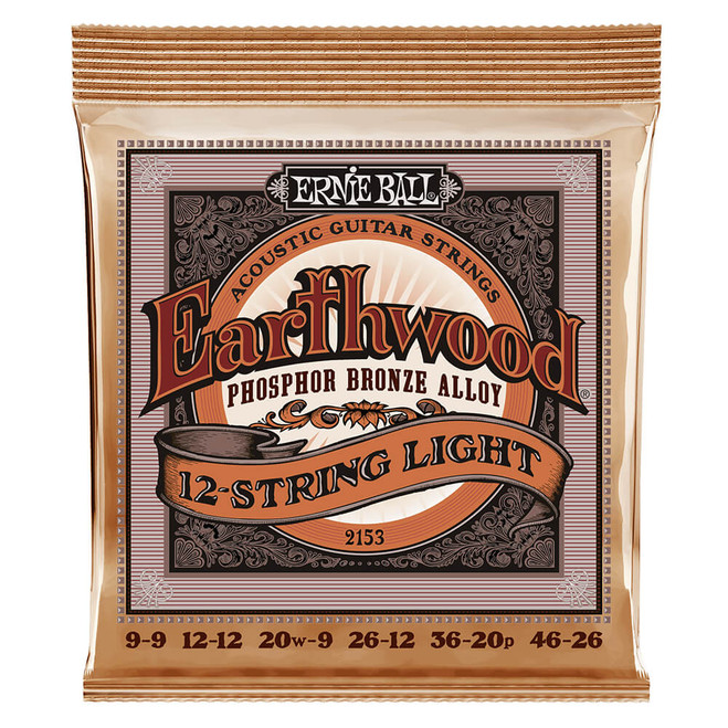 Ernie Ball Earthwood Light 12-String Phosphor Bronze Acoustic Strings, 9-46