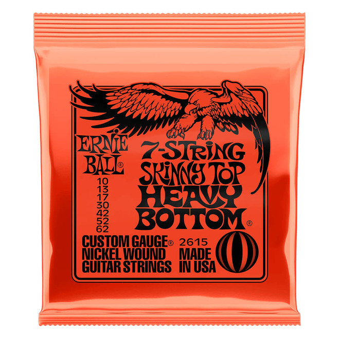 Ernie Ball Skinny Top Heavy Bottom Slinky 7-String Nickel Wound Guitar Strings, 10-62