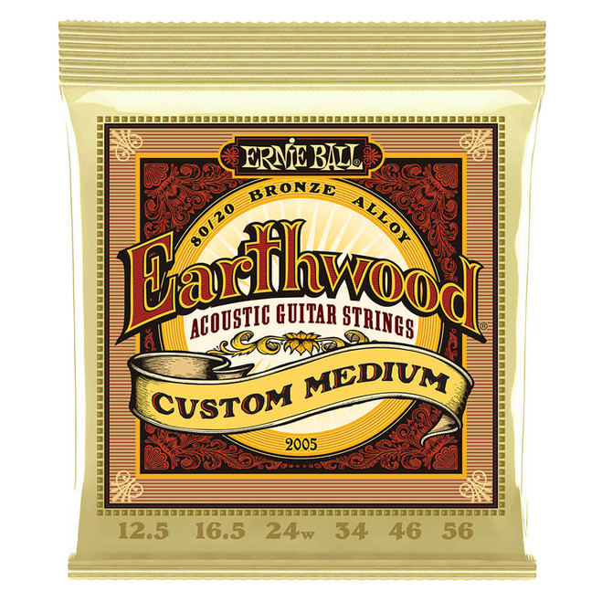 Ernie Ball Earthwood Custom Medium 80/20 Bronze Acoustic Strings, 12.5-56