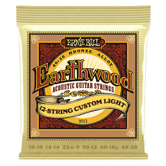 Ernie Ball Earthwood 12-String Custom Light 80/20 Bronze Acoustic Strings, 10-48