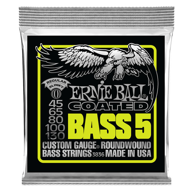 Ernie Ball Regular Slinky 5-String Coated Bass Strings, 45-130