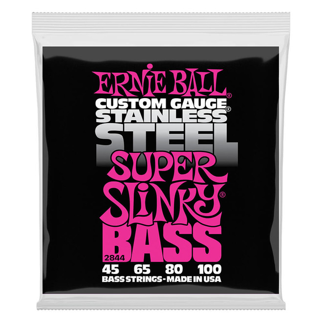 Ernie Ball Super Slinky Stainless Steel Bass Strings, 45-100