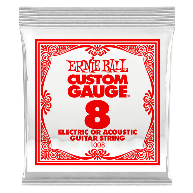 Ernie Ball Plain Steel Electric or Acoustic Guitar String, .008