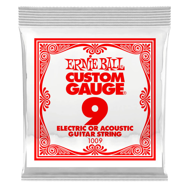 Ernie Ball Plain Steel Electric or Acoustic Guitar String, .009