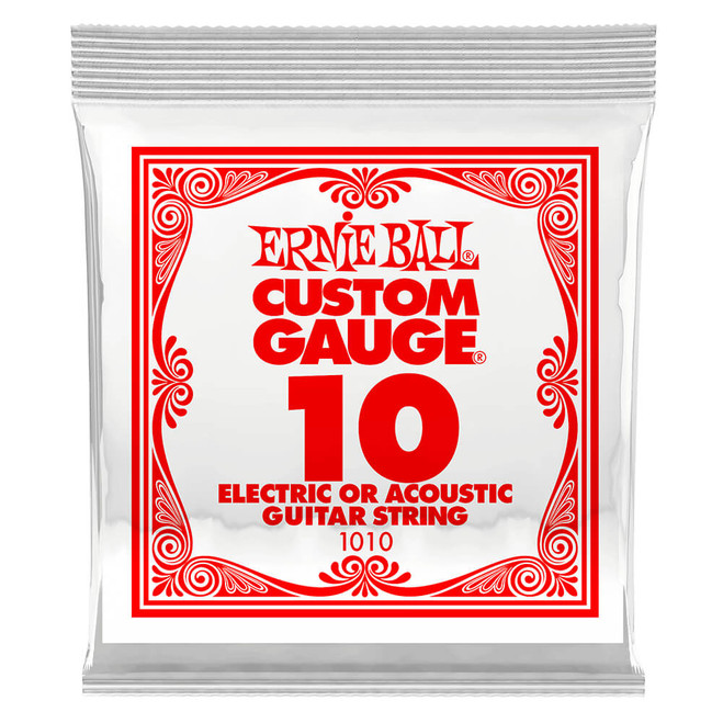 Ernie Ball Plain Steel Electric or Acoustic Guitar String, .010