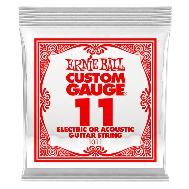 Ernie Ball Plain Steel Electric or Acoustic Guitar String, .011