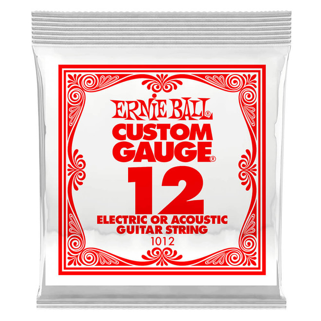 Ernie Ball Plain Steel Electric or Acoustic Guitar String, .012