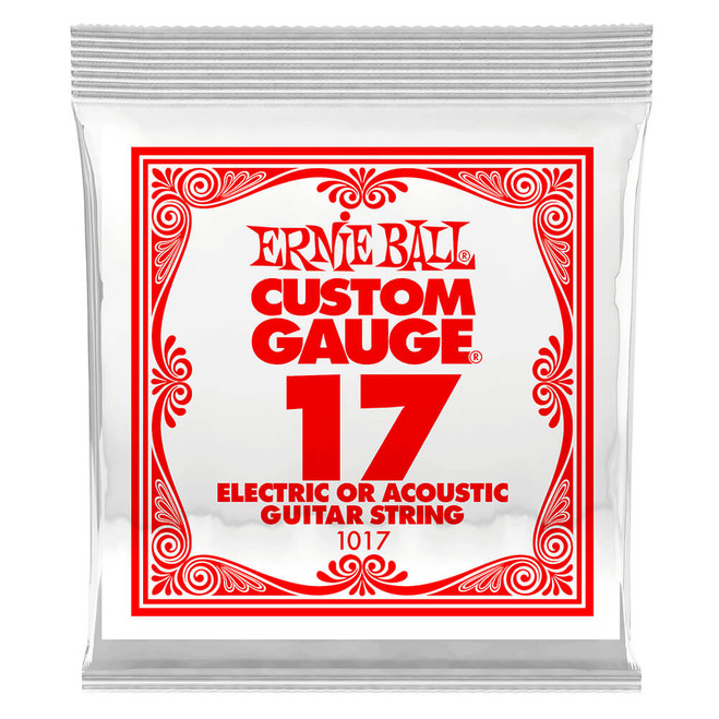 Ernie Ball Plain Steel Electric or Acoustic Guitar String, .017