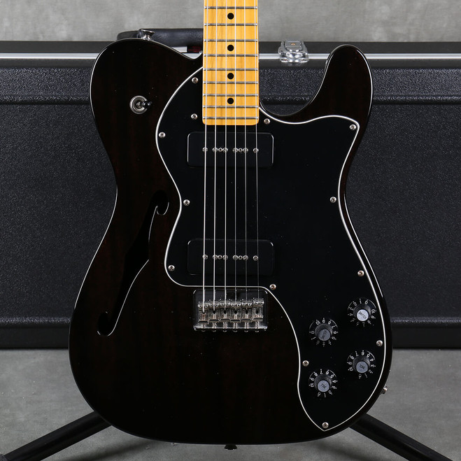 Fender Modern Player Thinline Telecaster Deluxe - Trans Black - Case - 2nd Hand