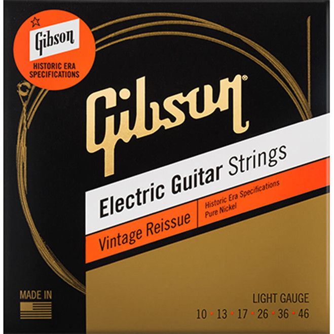 Gibson Vintage Reissue Electic Guitar Strings, Light Gauge