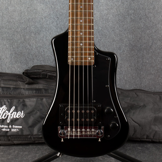 Hofner Contemporary Series Shorty Travel Guitar - Black - Gig Bag - 2nd Hand