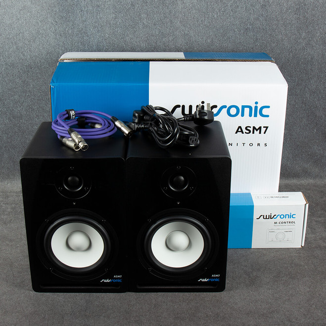 Swissonic ASM7 Studio Monitor Pair with M-Control - Box & PSU - 2nd Hand