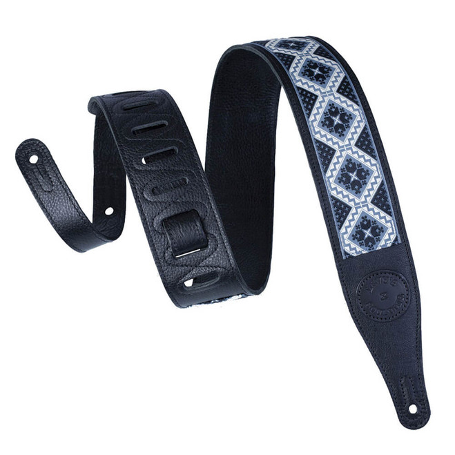 Levy's Print Series Garment Leather 2.5" Wide Guitar Strap - Black
