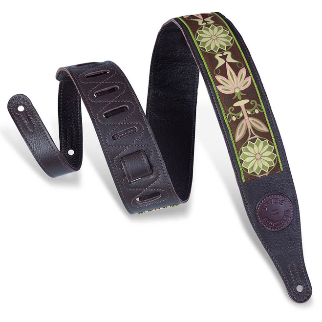 Levy's Print Series Garment Leather 2.5" Wide Guitar Strap - Dark Brown