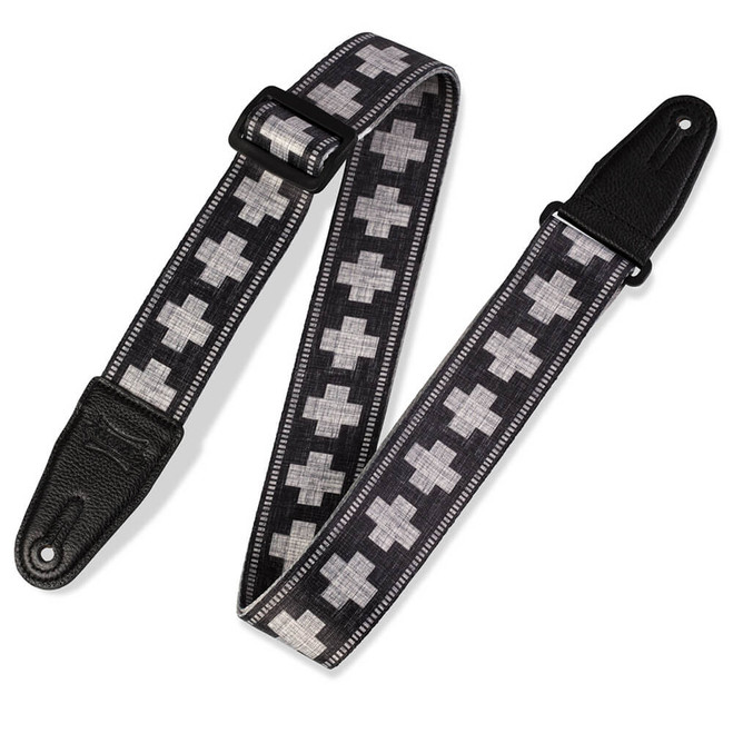 Levy's Print Series Polyester 2" Guitar Strap - Cross, Black-Grey